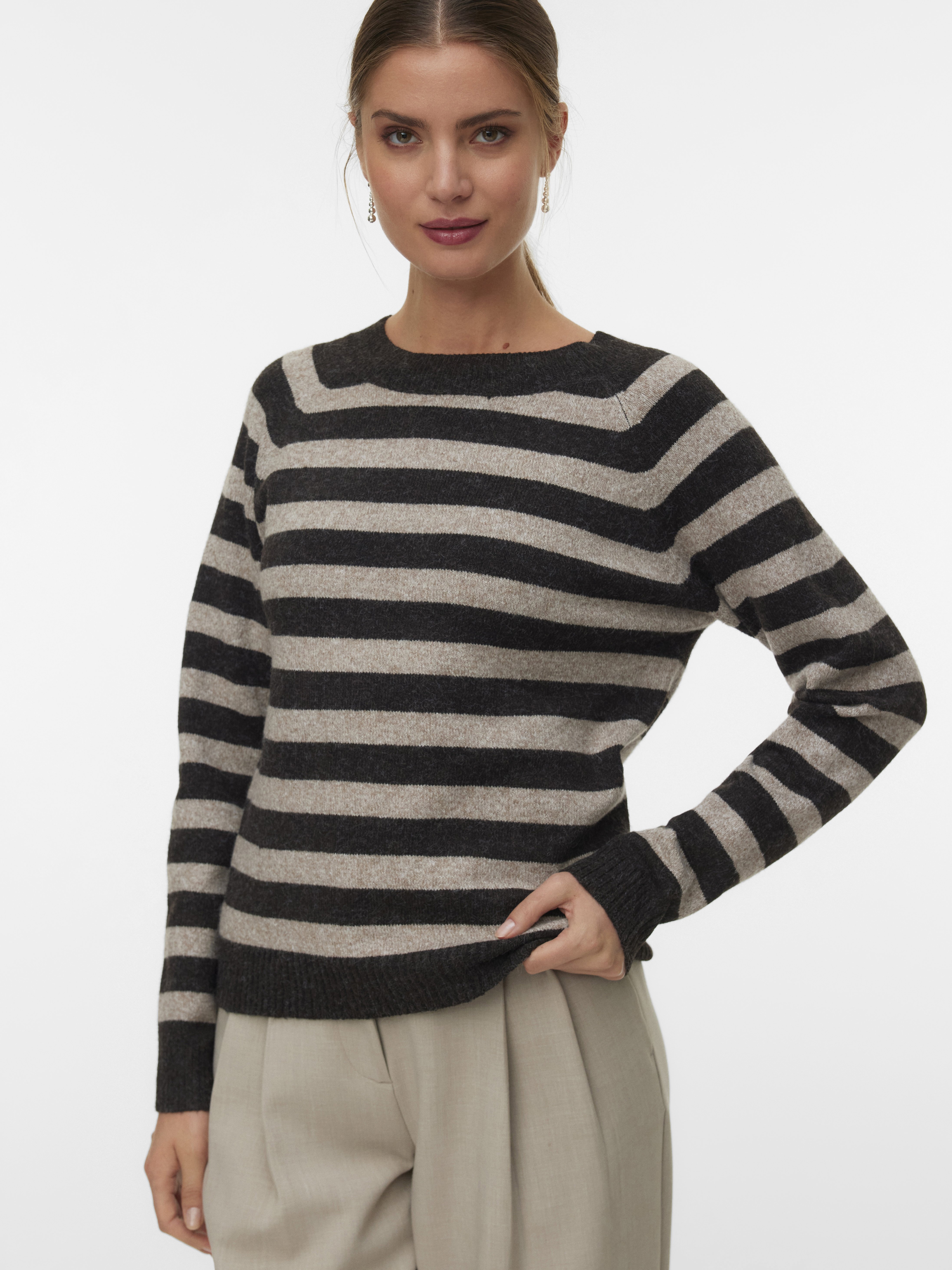 VERO MODA Vmdoffy Ga Noos Maglione Donna | Girocollo A Mezza Manica | Torta Al Cioccolato | Taglia XL