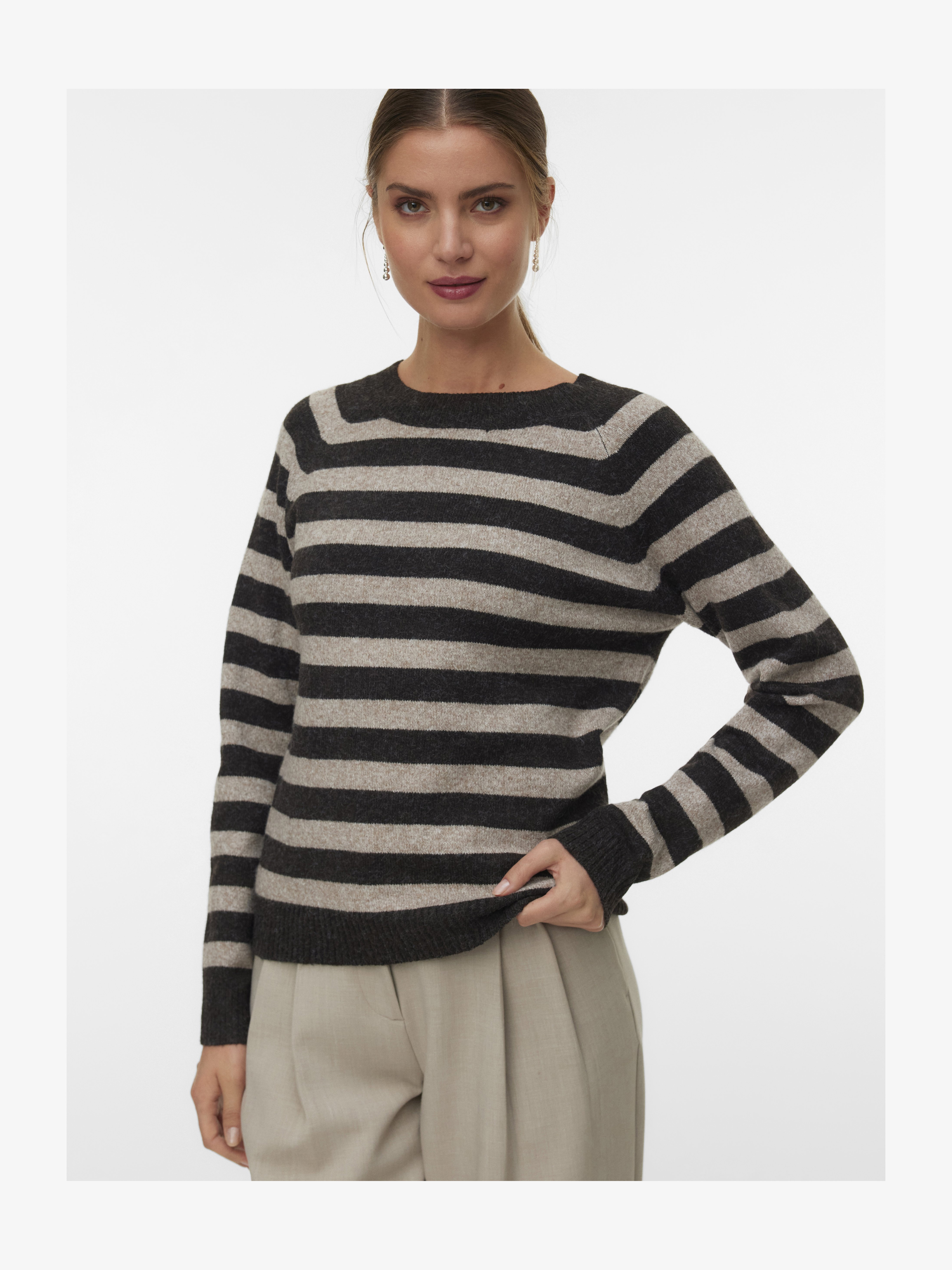 VERO MODA Vmdoffy Ga Noos Maglione Donna | Girocollo A Mezza Manica | Torta Al Cioccolato | Taglia XL