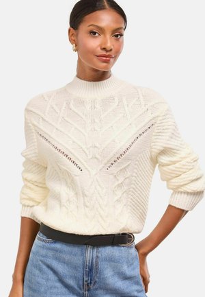 REGULAR FIT - CABLE WITH LONG SLEEVE - Pullover - ivory white