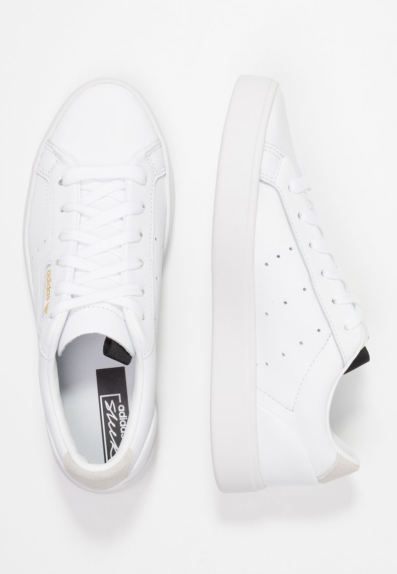 adidas gazelle silver green womens Adidas Womens Sleek Leather Sneakers White/White