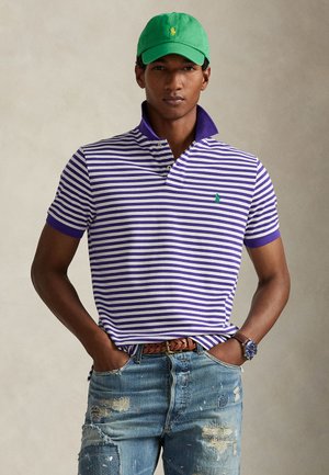 CUSTOM SLIM FIT STRIPED MESH POLO SHIRT - Πόλο - cabana purple/white