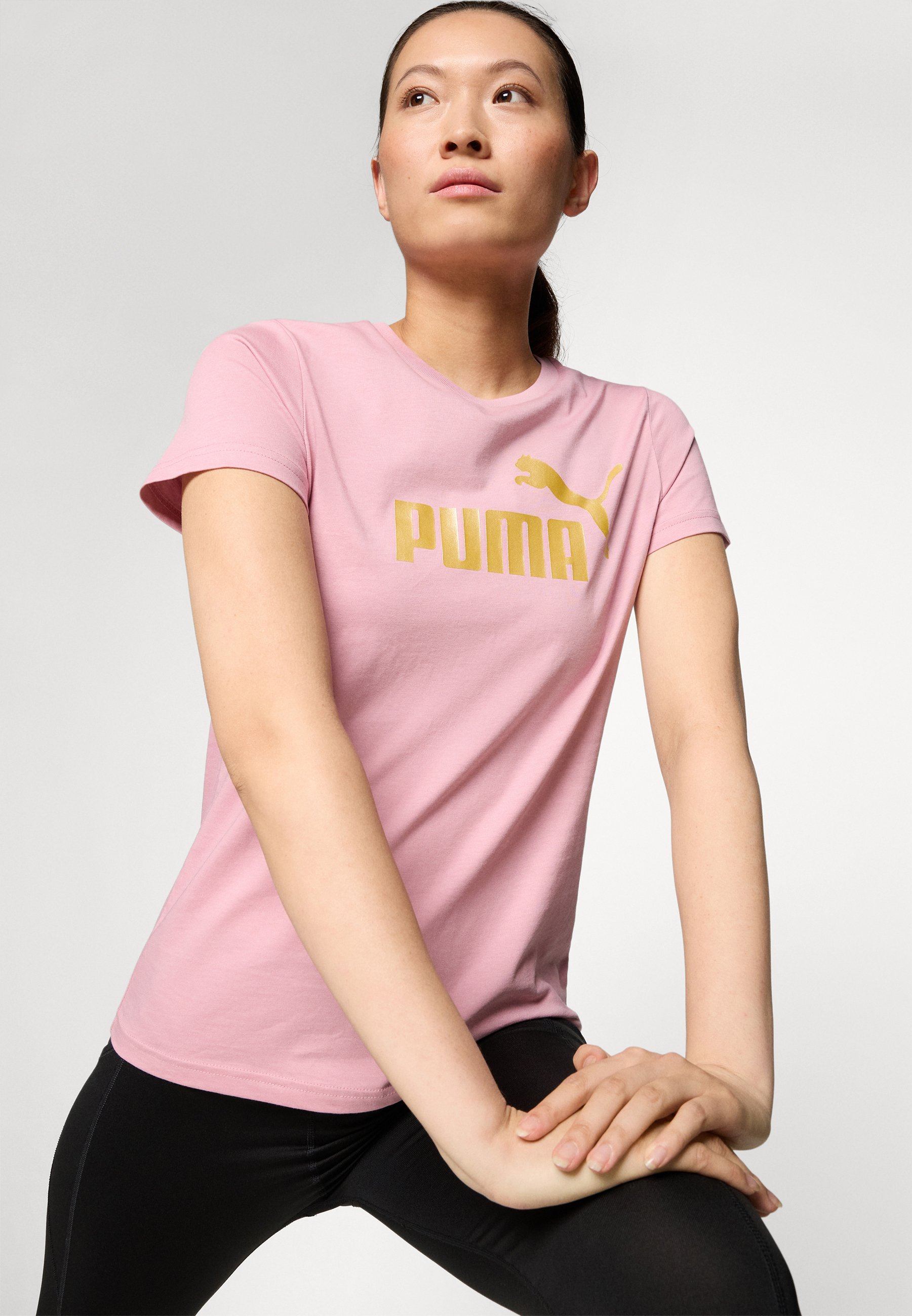 Puma LOGO - Print T-shirt - poised pink/metallic gold