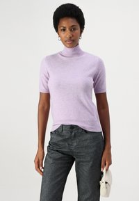 pure cashmere HIGH NECK SHORT SLEEVE - Βασικό μπλουζάκι - lavender