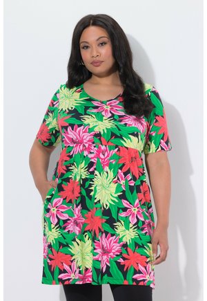 LONG A-LINIE V AUSSCHNITT HALBARM - T-shirt con stampa - pink