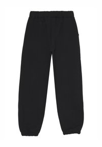Pantaloni della tuta neri realizzati in tessuto morbido, con vita e polsini elasticizzati, dal fit rilassato e senza motivi o dettagli visibili.