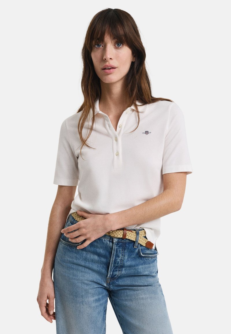 GANT SLIM FIT - Polo marškinėliai - eggshell