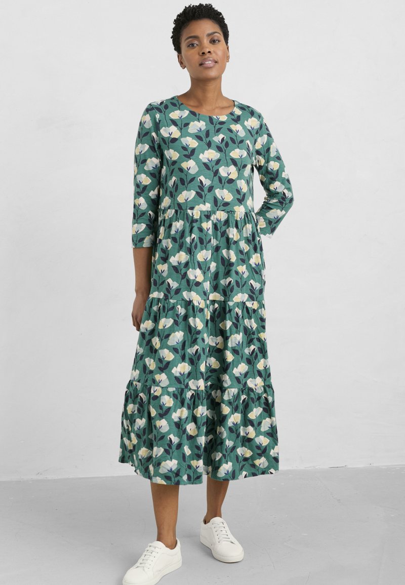 Seasalt Cornwall LINE STROKES Jersey dress bud trail studio green