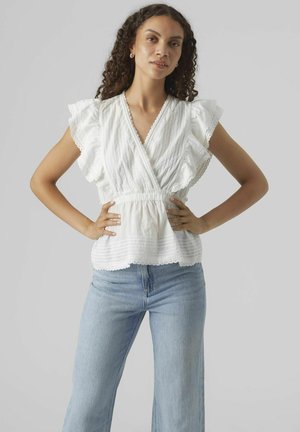 Vero Moda AWNOIR VNECK - Bluza - snow white