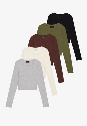 5 PACK - Top s dlouhým rukávem - black/light grey melange/egret/olive