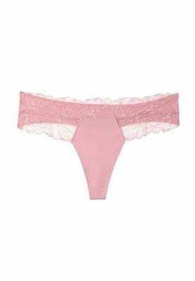 Pink blonder g-streng trusser med en solid frontpanel og gennemsigtige blonde sider og taljebånd.