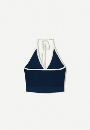 Bershka CONTRAST HALTER - Top - dark blue