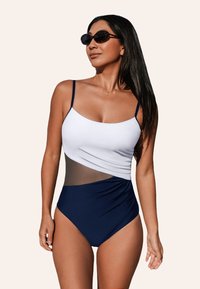 Cupshe CAPTIVATING COLORBLOCK - Badpak - white dark blue