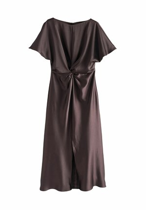 Next REGULAR FIT - TEXTURED SHORT SLEEVE - Maxikleid - chocolate brown