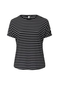 Zwart-witte gestreepte T-shirt van zacht materiaal, met korte mouwen en een ronde halslijn met een relaxte pasvorm.