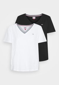 Tommy Jeans SLIM SOFT V NECK TEE 2 PACK - Basic T-shirt - black/white