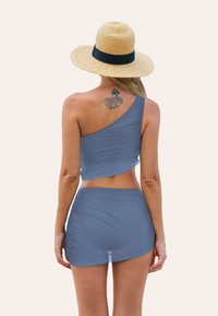 Cupshe ONE SHOULDER SLIGHTLY SHEER  SET - Bikiny - blue grey