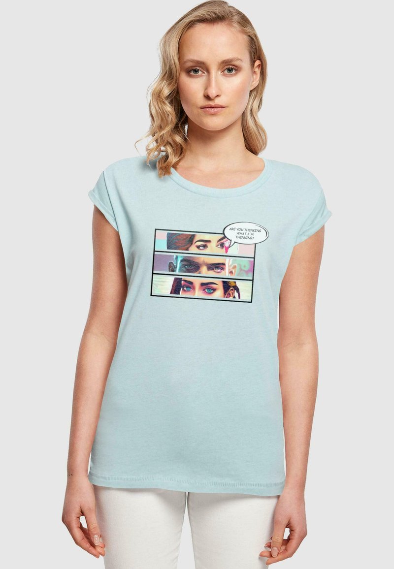 Merchcode THINKING COMIC EXTENDED SHOULDER TEE - T-shirts print - ocean blue