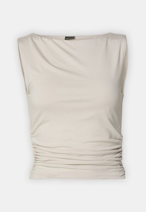 Gina Tricot SOFT TOUCH BOATNECK TOP - Viršus - pumice stone