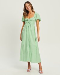 SÁVEL - PIA SHIRRED  - Hverdagskjole - green gingham Miniaturebillede 1