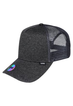 Ciemnoszara czapka bejsbolowa z tylnymi panelami z siateczki i małą metką "DJINNS" z przodu po lewej stronie daszka.