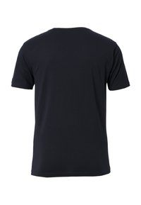 Zwarte katoenen t-shirt met een ronde halslijn en korte mouwen, met een zachte textuur en een klassieke rechte pasvorm.