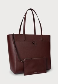 Lauren Ralph Lauren PEBBLED LEATHER LARGE CAMERYN TOTE BAG - Pirkinių krepšys - dark garnet