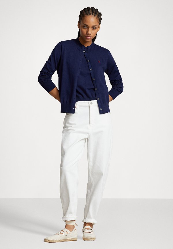 PIMA COTTON LONG SLEEVE CARDIGAN - Cardigan - marine3