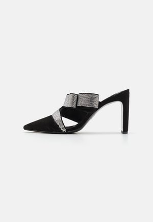 BIANCA HEEL PAVE - Heeled mules - black/clear