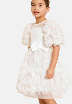 REGULAR FIT - 3D FLORAL PUFF SLEEVE SPARKLE - Hverdagskjole - white