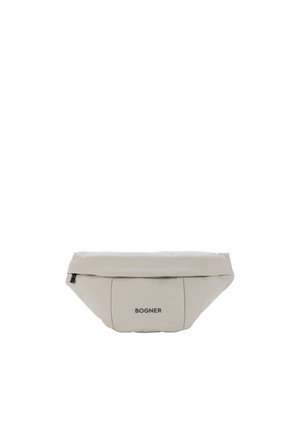 Riñonera beige Bogner con cierre de cremallera, material acolchado suave y logo impreso en el centro delantero.