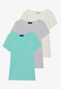3 PACK - T-shirt basique - egret/pool blue/light grey