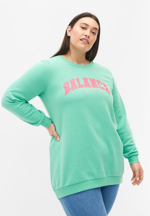 WITH TEXT PRINT - Felpa - neptune green