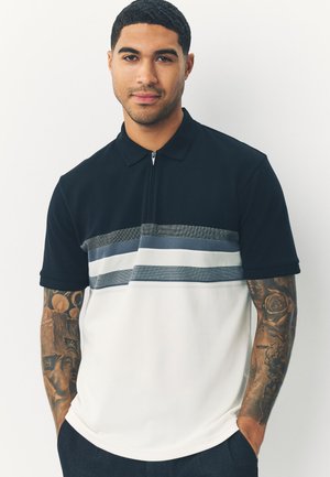 Next REGULAR FIT - SHORT SLEEVE BUTTON UP BLOCK  - Polo majica - black white