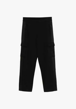 Pantaloni cargo neri in un fit rilassato, con numerose tasche laterali e pannelli laterali testurizzati. Realizzati in un tessuto durevole.