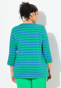 Ulla Popken STRIPED V-NECK 3/4 - Långärmad tröja - natural green