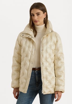 LOGO QUILTED FUNNELNECK PUFFER COAT - Winter jacket - ivory beige