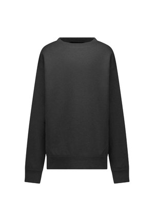 Zwarte hoodie gemaakt van katoenmix, met een ronde hals, lange mouwen, elastische manchetten en een subtiele logo op de voorkant. Eenvoudig ontwerp.