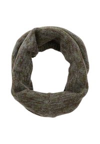 Sciarpa circolare in maglia nei toni verdi terrosi, con una sottile texture e motivi punteggiati. Materiale morbido ed elasticizzato.