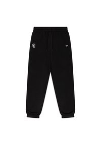 Schwarze Jogginghose mit elastischen Bündchen und Bund. Mit weißen Logo-Akzenten auf dem linken Oberschenkel und über der rechten Tasche. Weiches Material.