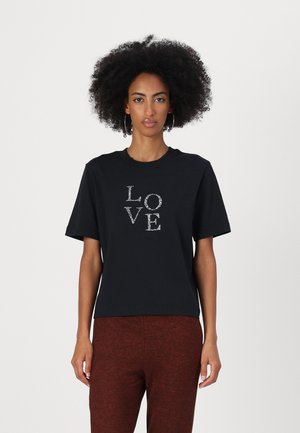 JDY JDYPENNY DETAIL - Potiskana majica - black