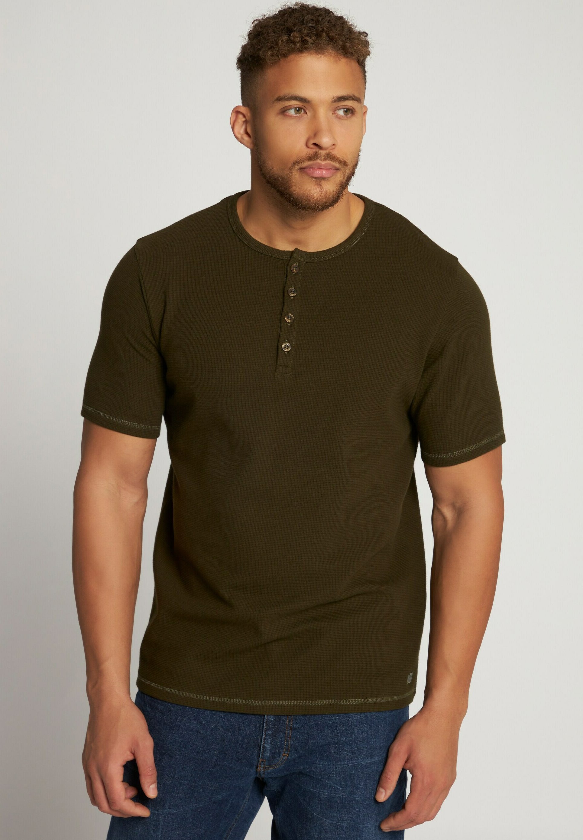 Jersey Shirt mit Knopfleiste für Damen in Grün