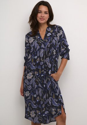 Kaffe FIONA V-NOTCH NECK - Hverdagskjole - black blue paisley print