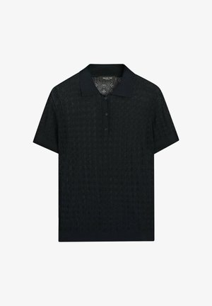 Massimo Dutti, OPEN-KNIT POLO SWEATER - Polo - dark blue