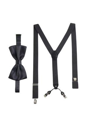 HOSENTRÄGER FLIEGE SET FÜR - BREITE TRÄGER IN Y FORM MIT STARKEN CLIPS - FARBLICH ABGESTIMMT - Metuljček - Schwarz