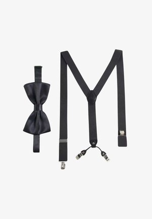 Massi Morino HOSENTRÄGER FLIEGE SET FÜR - BREITE TRÄGER IN Y FORM MIT STARKEN CLIPS - FARBLICH ABGESTIMMT - Bow tie - Schwarz