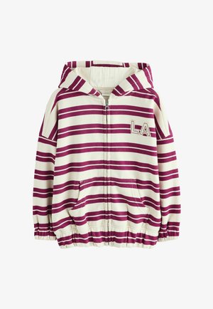 REGULAR FIT - Športna jopa s kapuco na zadrgo - burgundy red white stripe