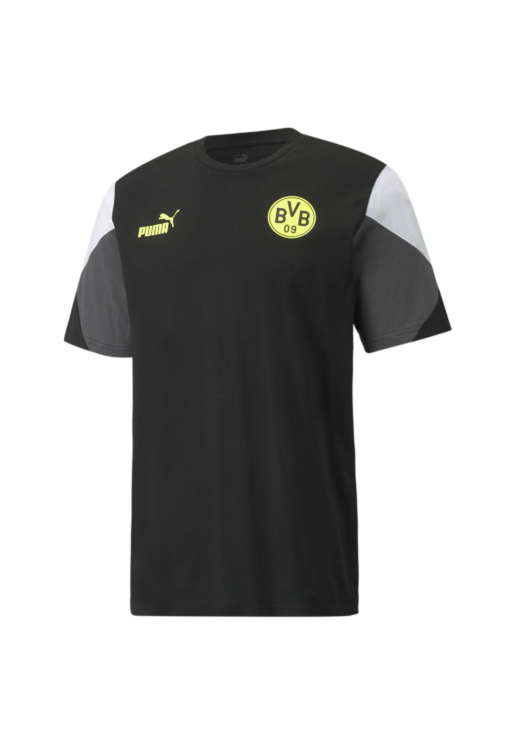 Puma BVB FTBLCULTURE FOOTBALL - Print T-shirt - puma black-safety yellow/ black