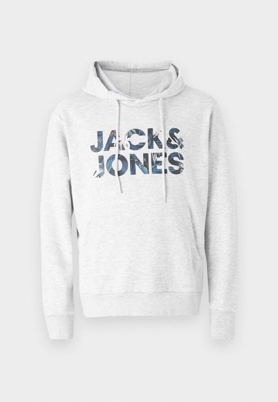 JJEBRYAN CORP LOGO HOOD - Sweat à capuche - white melange