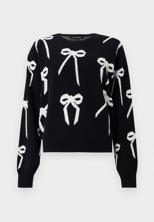 BOW SWEATER - Pullover - black/white