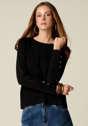 Oltre, MAGLIA CON DETTAGLIO BOTTONI - Maglione - nero
